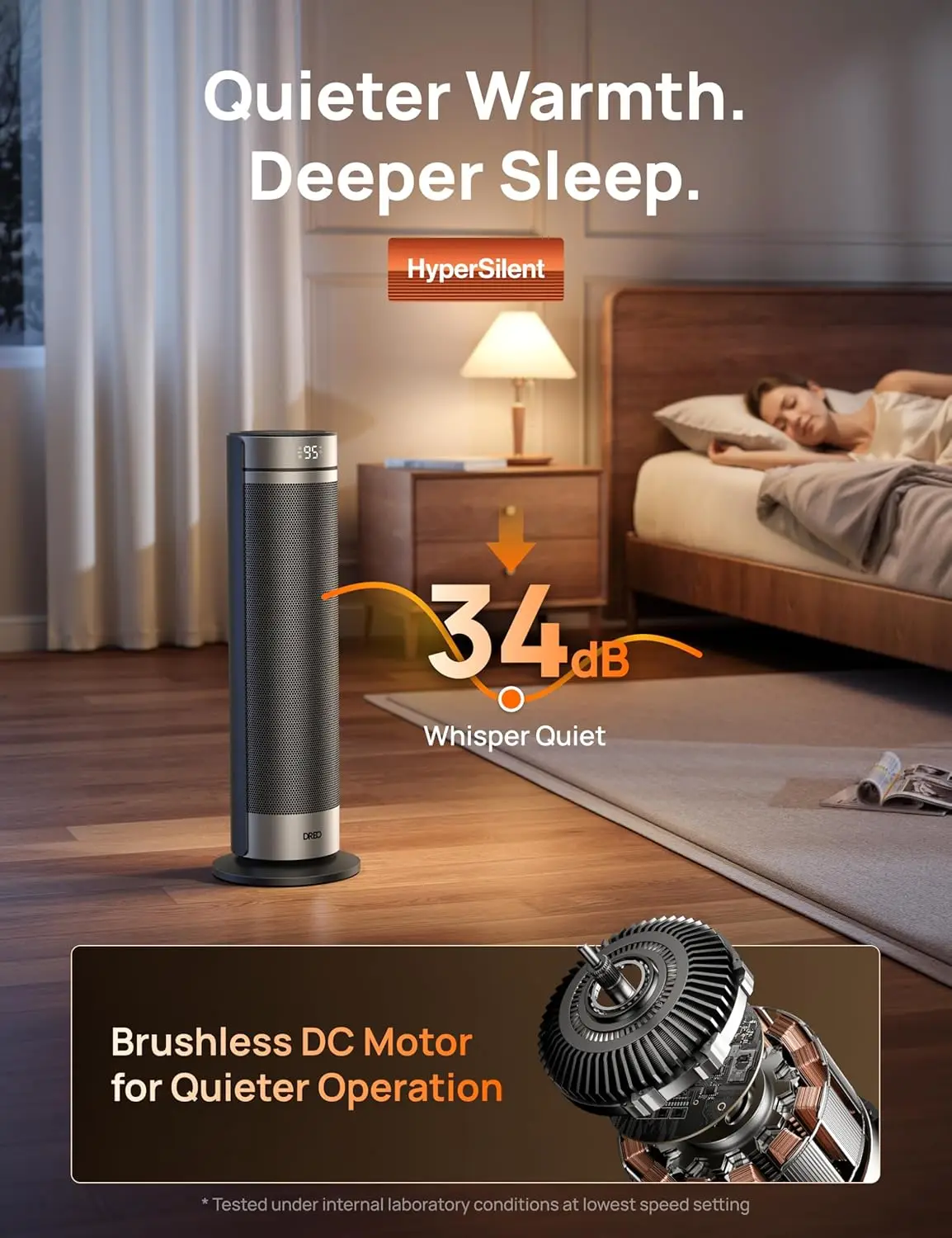 Space Heater for Large Room, 23 Inch Electric Heaters for Indoor Use, 8 Safe Protection Tower, 70° Oscillation, PTC Ceramic