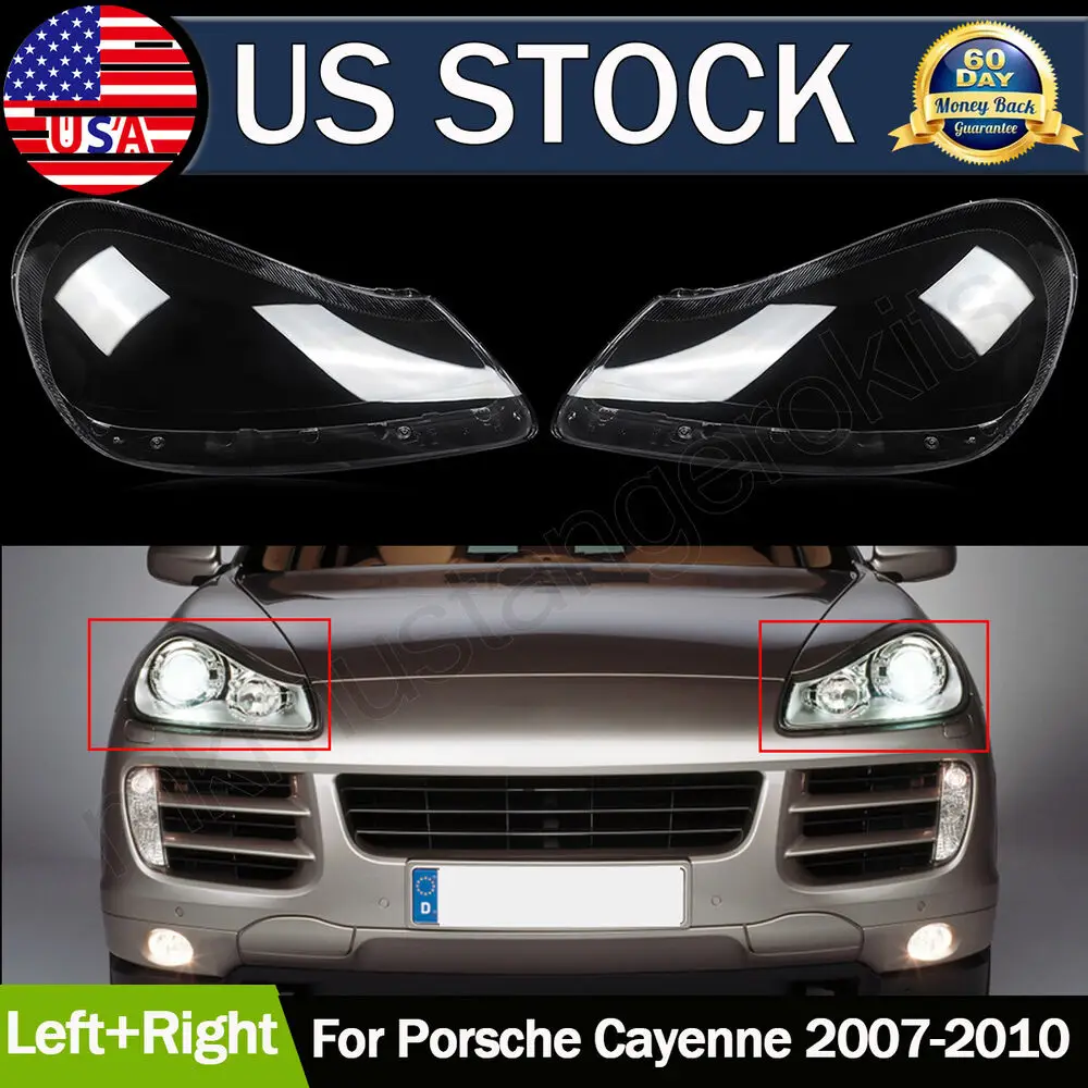 

Fits For Porsche Cayenne Headlights Lampshades GTS Base Turbo Sport 2008-2010 Headlight Lens Covers Replacement Clear Shell