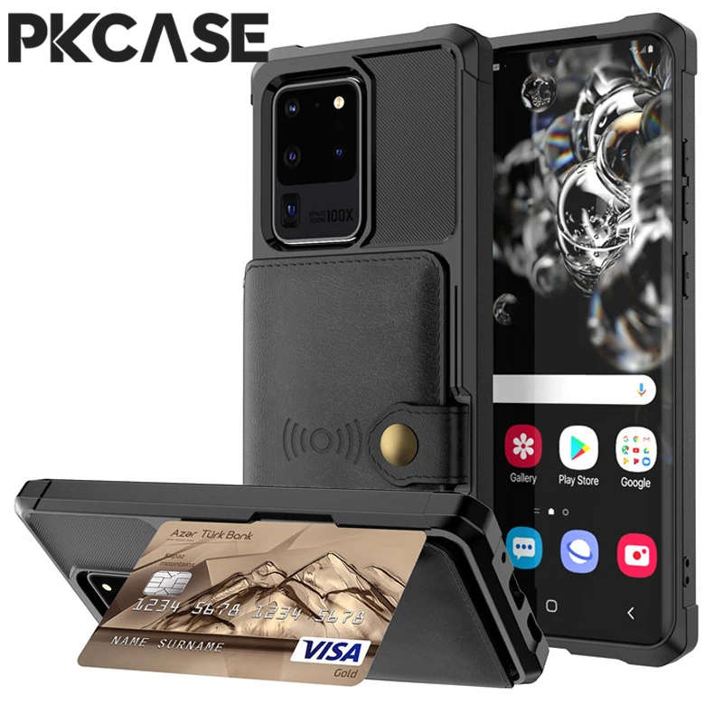 

PKCASE Wallet Case For Samsung S22 S21 FE S20 Plus Note 20 Ultra Card Slot Cover For Galaxy A73 A72 A33 A32 A13 A12 F12 M12