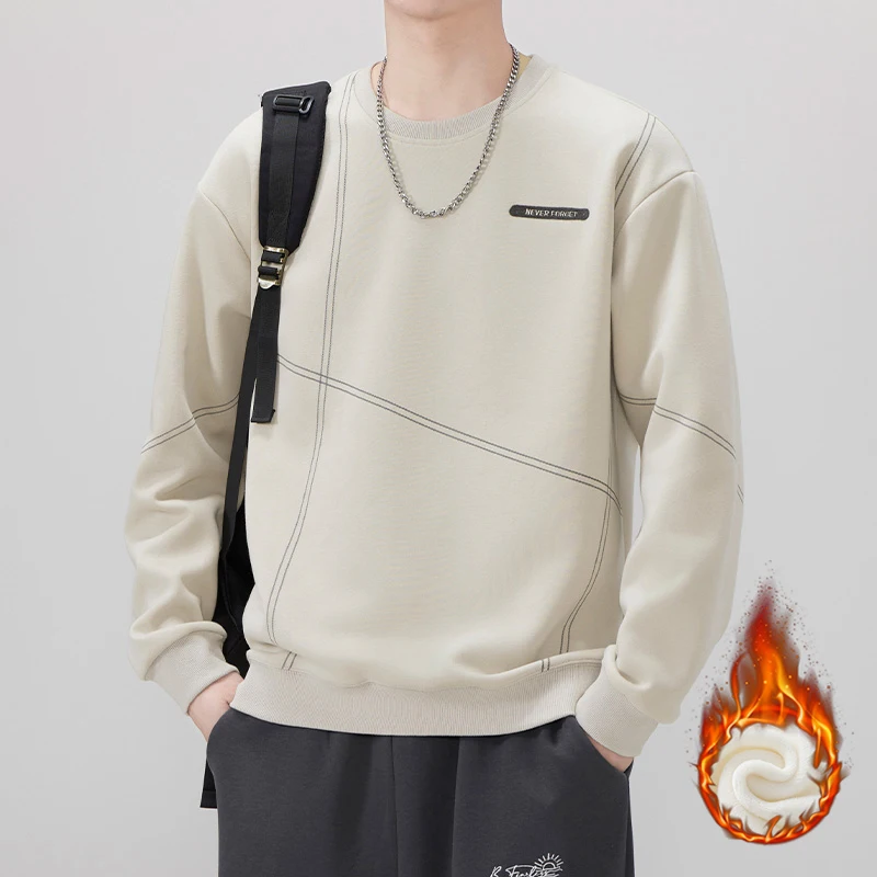 

Heavyweight Men's Thermal Sweatshirt Winter Fleece Lined Pullover Warm Round Neck Long Sleeve Casual Hoodie Alternative M-4XL