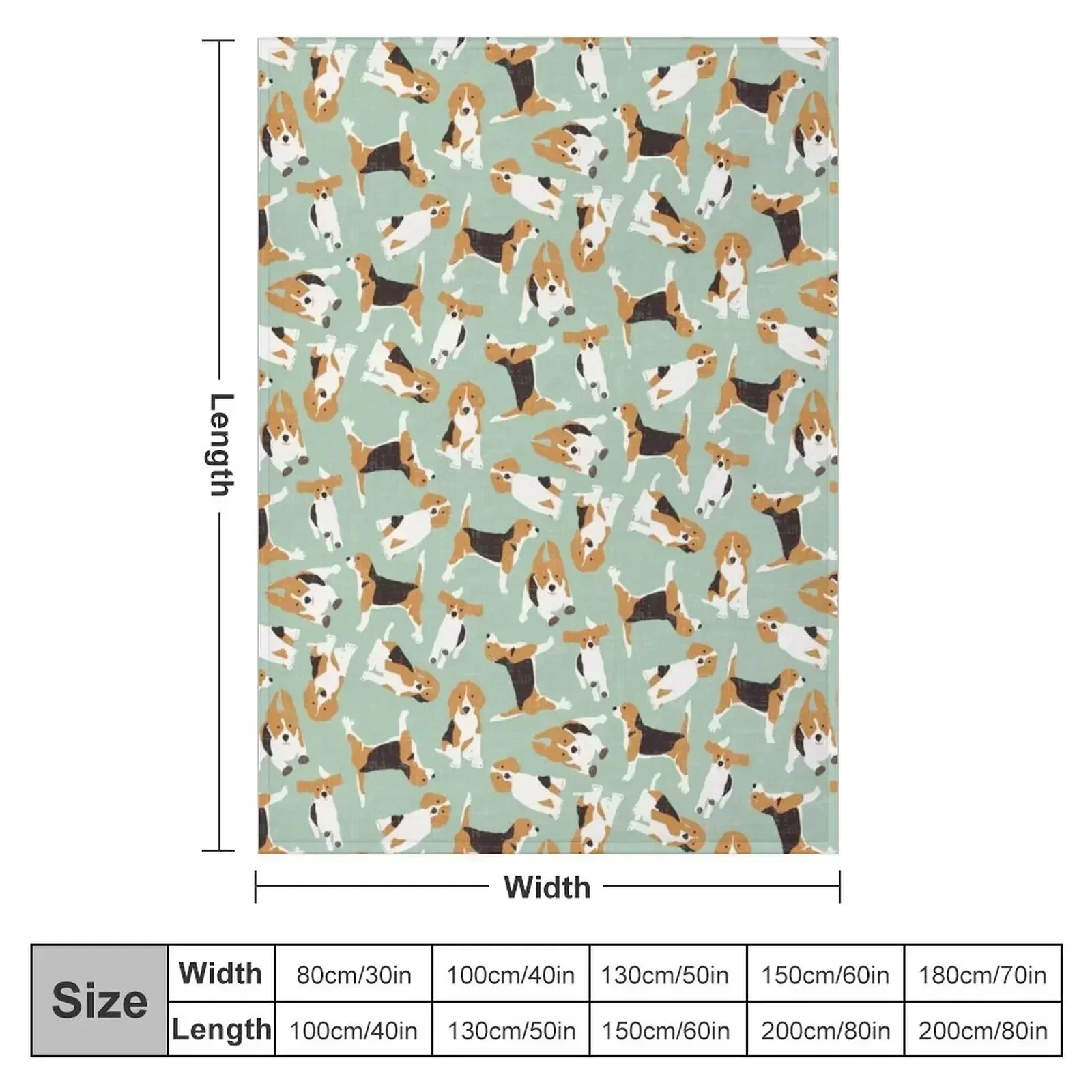 beagle scatter mint Throw Blanket couch cozy soft plush fuzzy picnic outdoor blanket