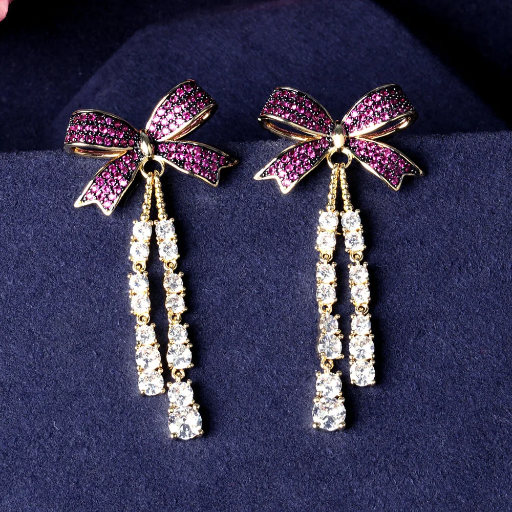 

Luxury heavy craftsmanship inlaid multi-coloured red earrings elegant women's clothing jewellery set bridal ball festival E278