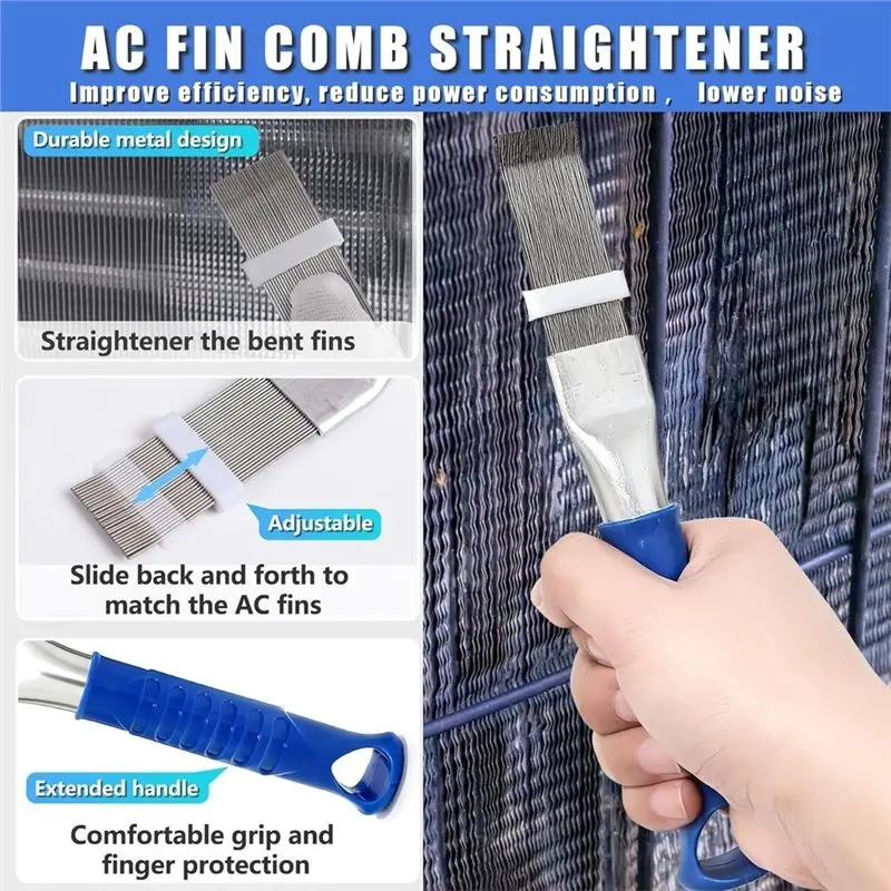 M11K-AC Fin Brush Set 9 Pcs Air Conditioner Fin Comb Kit, AC Fin Comb Straightener Tool, HVAC Coil Cleaning Brushes