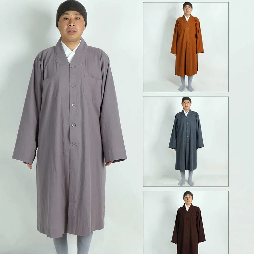 Cotton Linen Men and Women Four Seasons Buddhist Nun Button Clothing Temple Traditional Robes For Buddhism Monk Meditation Gown