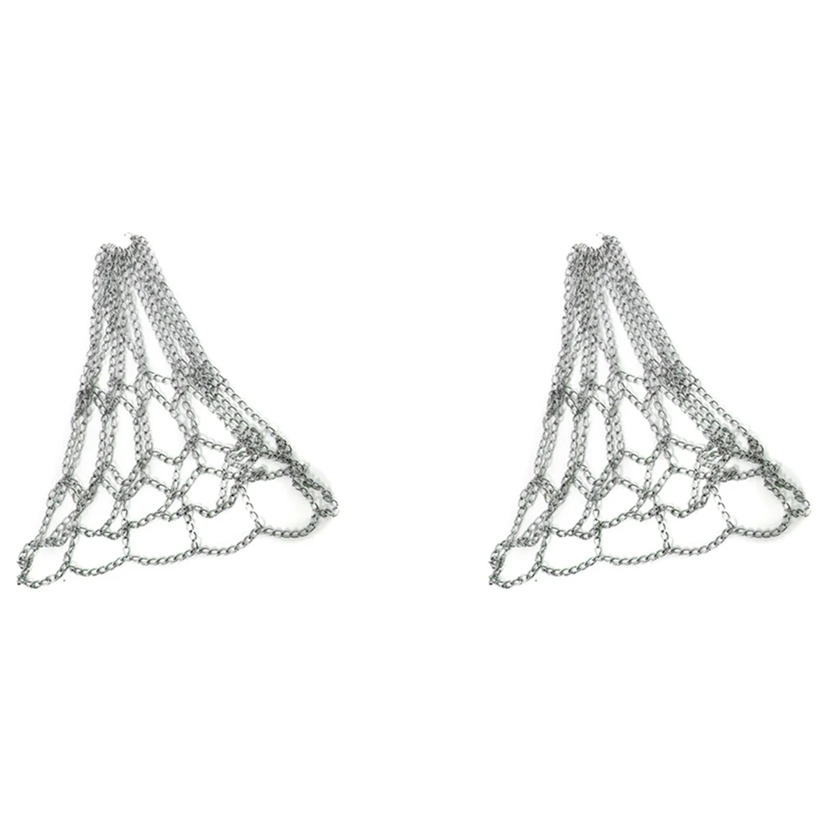 B93B-2X Sport ijzeren ketting basketbalnet buiten 12-lussen standaard heavy-duty basketbaldoel vervangingsnet, zilver
