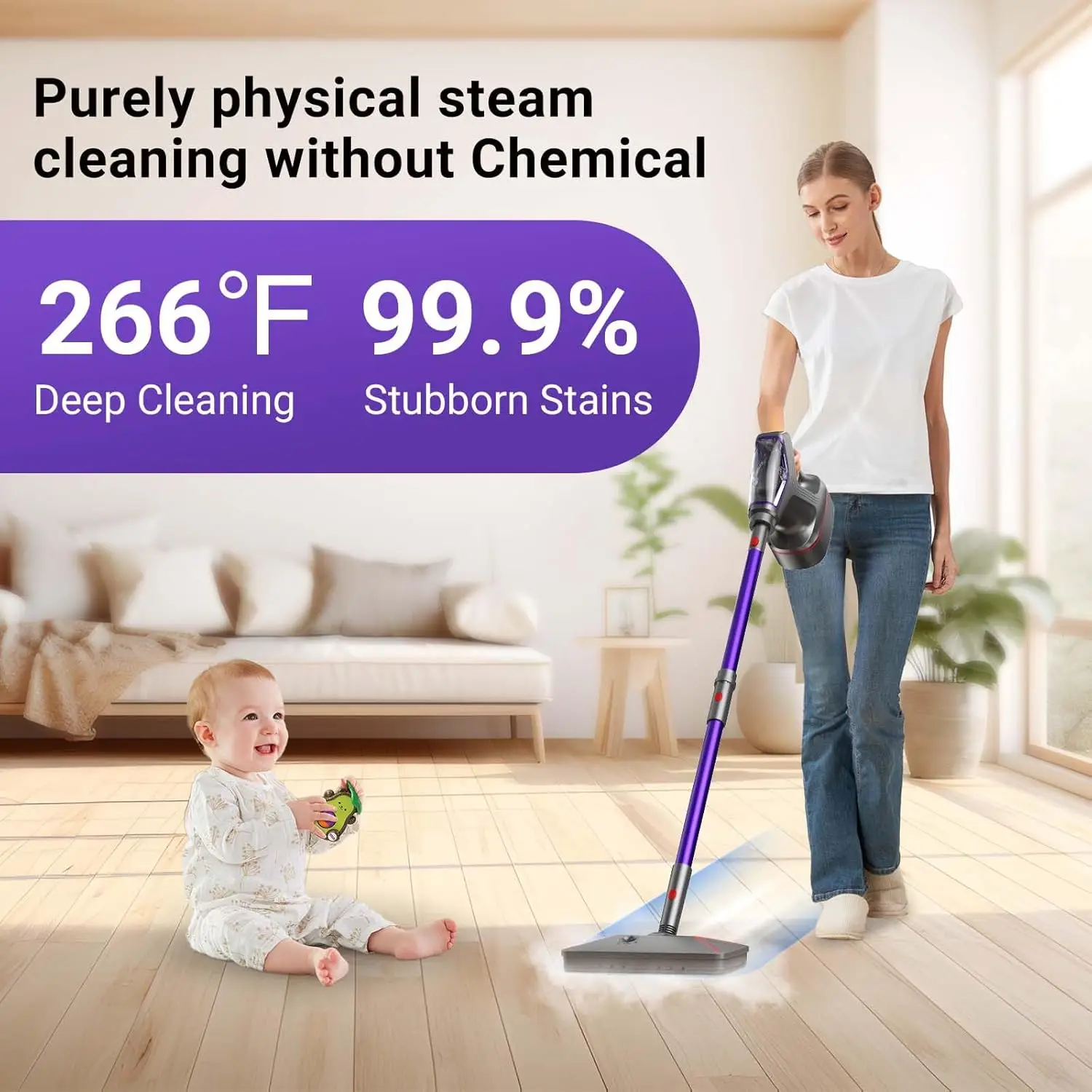 Mop for Floor Cleaning - 29 in 1 Heavy Duty Powerful Handheld Steam Cleaner Auto & Manual Steam for Hardwood Tile Laminate Marbl