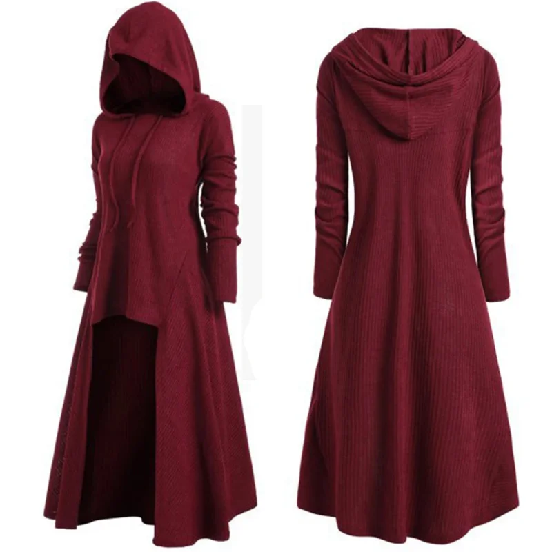 S-5XL Hooded Dress Middle Ages Renaissance Halloween Hunter Archer Cosplay Costumes Vintage Medieval Carnival Party Vestido UY35