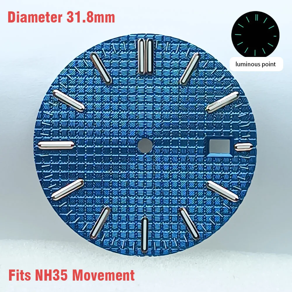 Циферблат NH35 диаметром 31,8 мм, циферблат NH35A, циферблат часового механизма подходит для NH35, циферблат часового механизма, аксессуары, зеленая подсветка