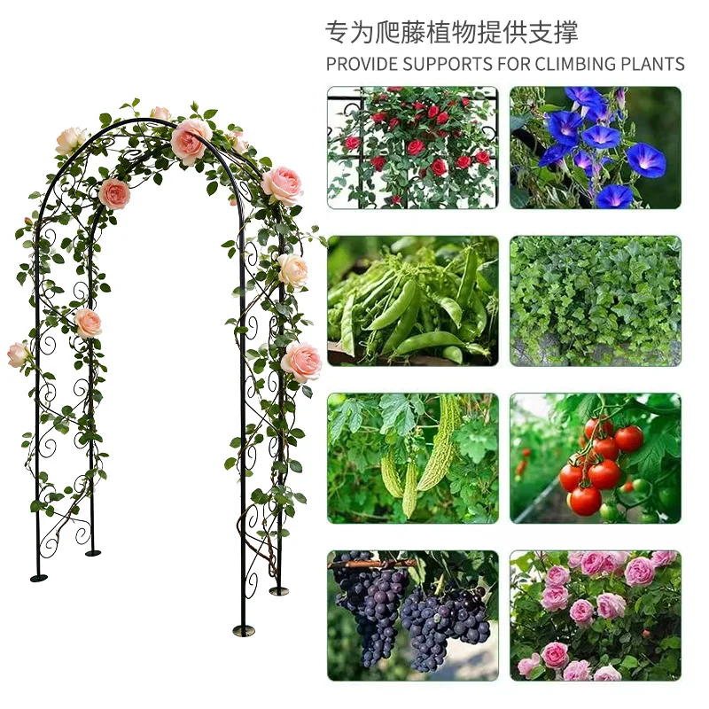 HYS outdoor courtyard European retro wrought iron arch flower stand wedding gardening decoration rose grape stand plant