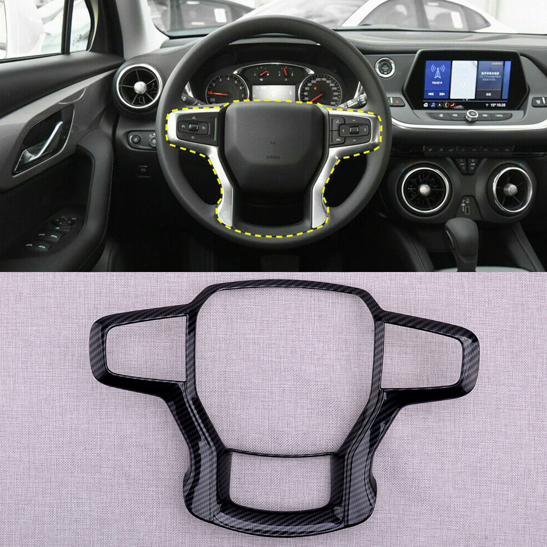 

Steering Wheel Cover Trim Fit for Chevrolet Silverado 1500 2500HD 3500HD Suburban Tahoe Trailblazer 2022 2021