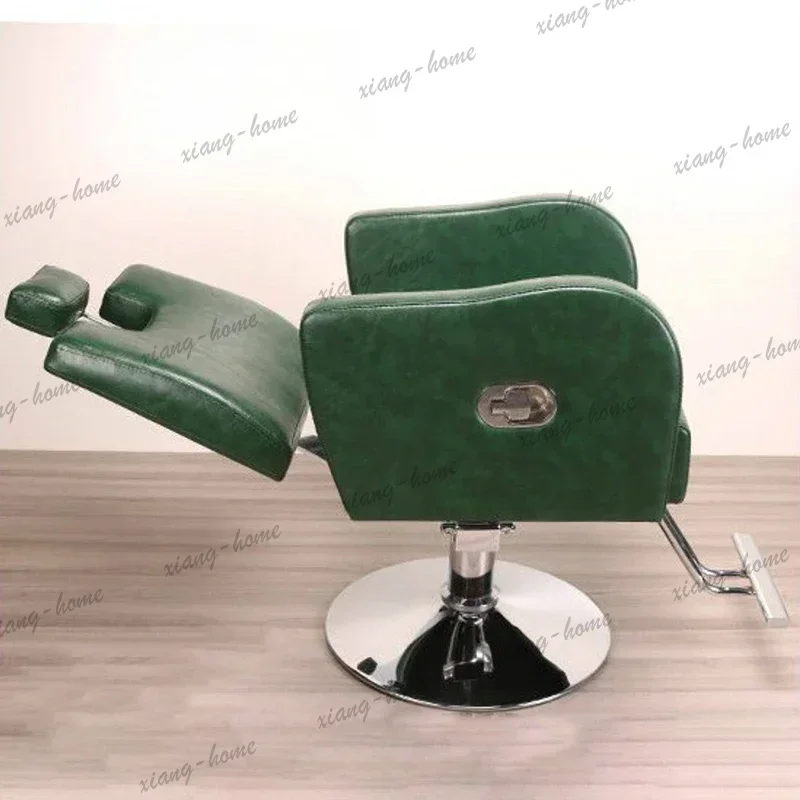 LSReclining Luxury Barber Chair Reception Makeup Barbershop Hairdressing Barber Chair Mirror Wheels Sillas Beauty Salon Furnitur
