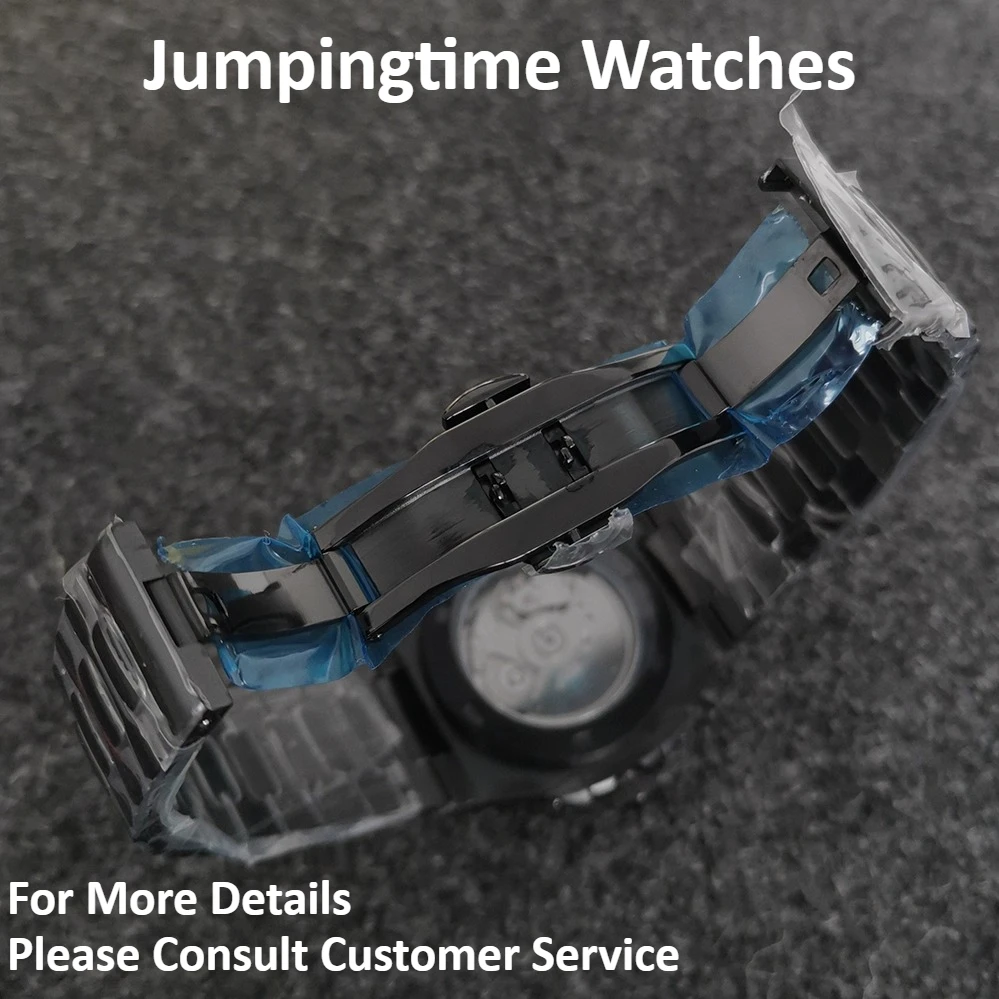 ساعة ميكانيكية للرجال مع شعار قابل للتخصيص، 39 ملم من زجاج الياقوت الأسود على طراز نوتيلوس