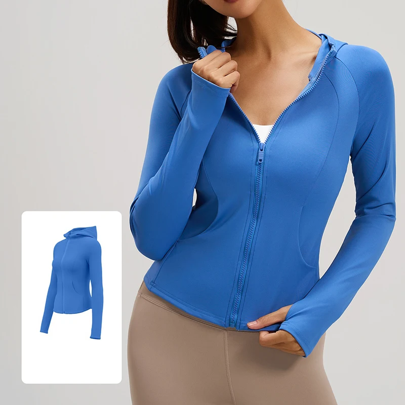 Spring New Women Yoga Hoodie with Side Pocket Stretchy Body-Hugging Yoga Outerwear Fashion Forward Sports Top for Running