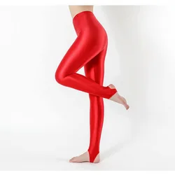 Plus Size Satin Yoga Leggings On Foot Open Toe Heel Glossy Stockings Pantyhose Sports Yoga Pants Women Tight Seamless Tights NEW