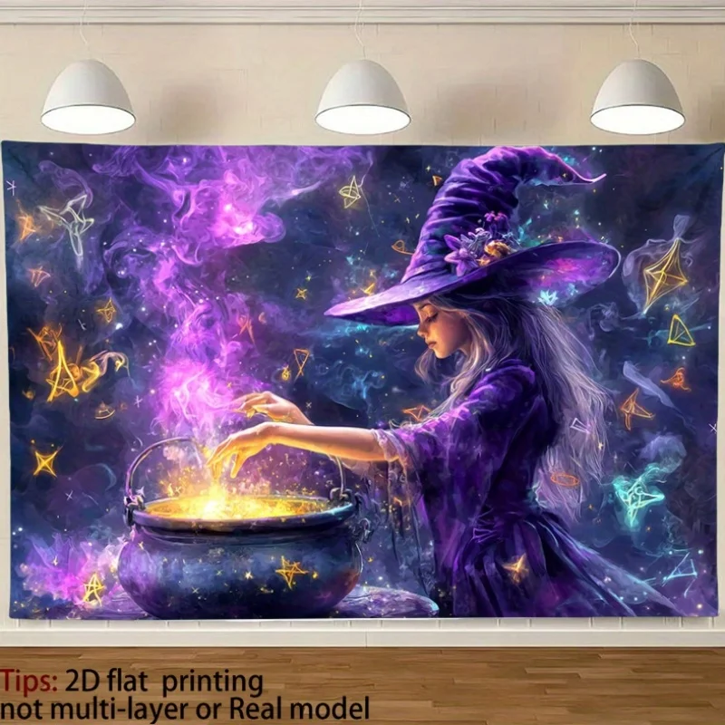 VIKAMA Dreamy Purple Witch Potion Tapestry Mysterious Starry Sky Magic Printing Hanging Cloth Room Decoration