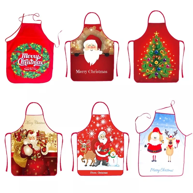 1PC Santa Claus Apron Christmas Tree Dinner Decoration Men and Women Home Kitchen Cooking Baking Oil-proof Apron