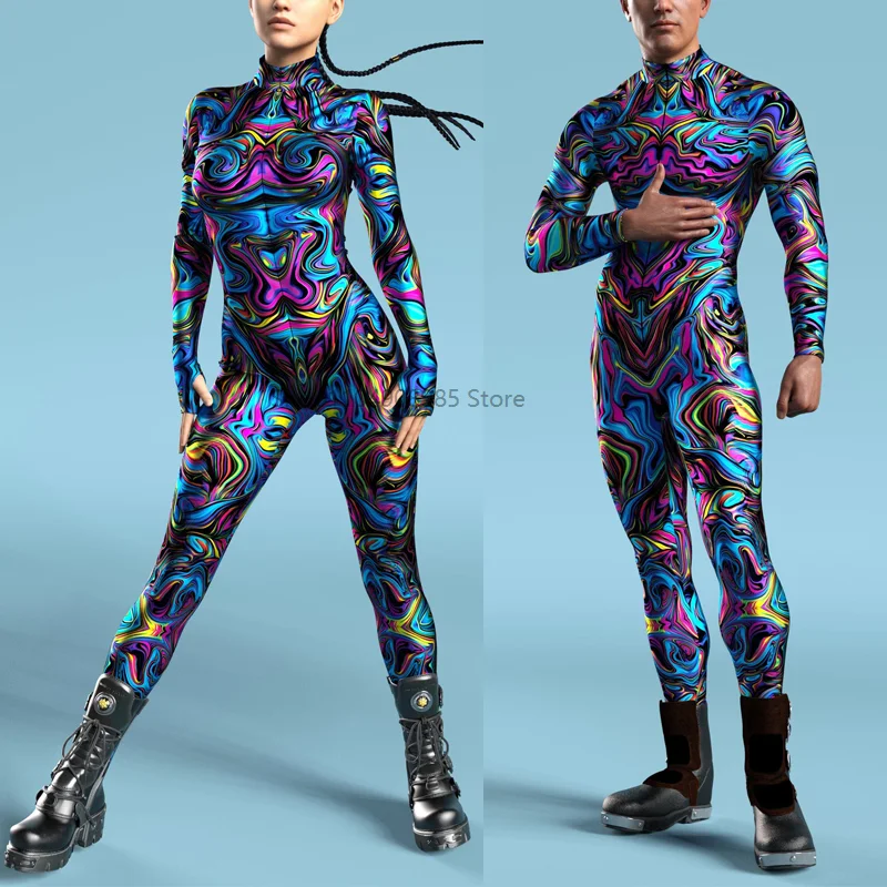 

Slim Shady Costume Men Women Leopard Snake Skin Fish Scale Colorful Role Play Costume Carnival Punk Bodysuit 2025