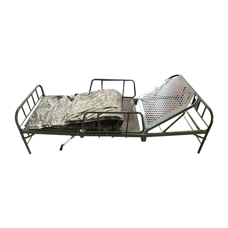 Manual folding hospital bed, for army barracks, portable steel for rescue and disaster relief field single beds