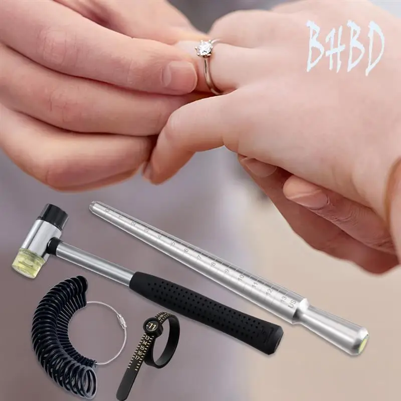 

Ring Sizer Measuring Tool Set, Ring Sizer With Magnifying Glass, Integrated Conical Solid Ring Mandrel For Ring Repair Durable
