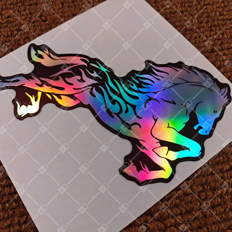 Dynamic Leaping Fire Tail Horse Iridescent Transfer Sticker, Personalized Off-Road Vehicle Exterior Accessory Decal