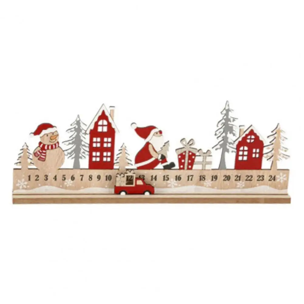 Festive Decor Festive Home Decor Christmas Countdown Wooden Block Advent Calendar Truck Figurine for Table Shelf Decoration 24