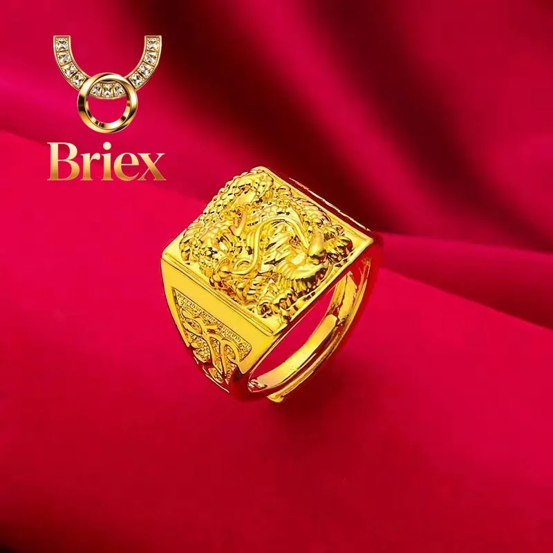 Briex Jewelry Elegant AU999 men's ring 24K real gold dragon ring domineering opening ring elegant fashionable temperament men's