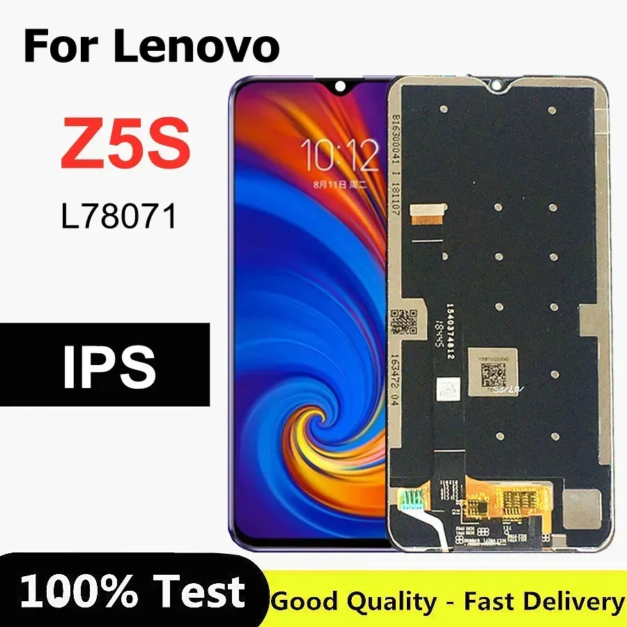 

LCD Display with Touch Screen Digitizer Panel, Assembly Replacement for Lenovo Z5S, L78071, 6.3"