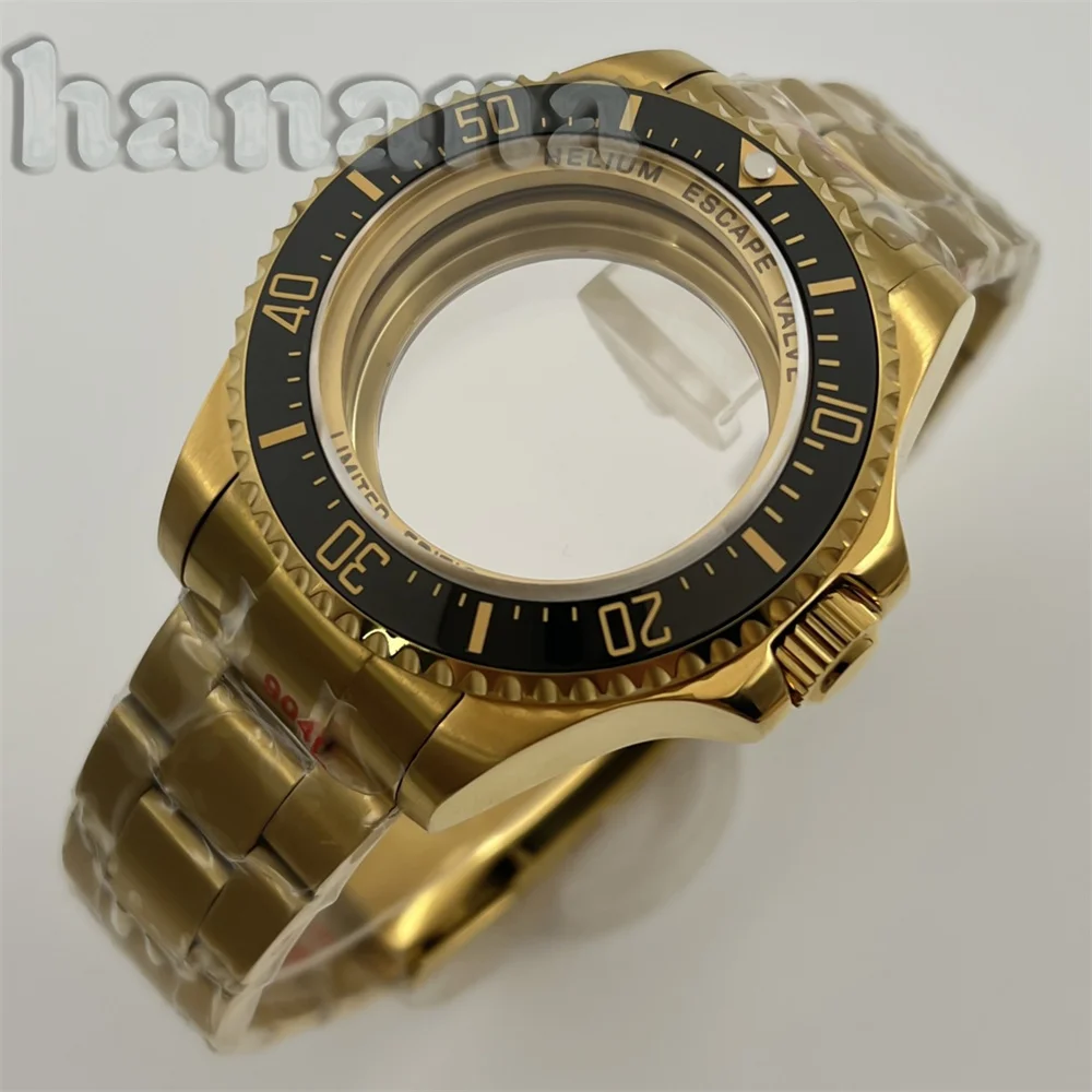 NH35 золото 43 мм глубоководный дань большой корпус GMT керамический безель подходит для NH34 NH35A NH36 ETA2824 Механизм сапфировое стекло