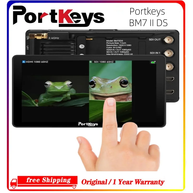 PortKeys BM7 II DS Camera Field Monitor 7″ 2200nit Wide Color Gamut Wireless Camcorder Control Monitor 4K 3D LUT Touch Screen