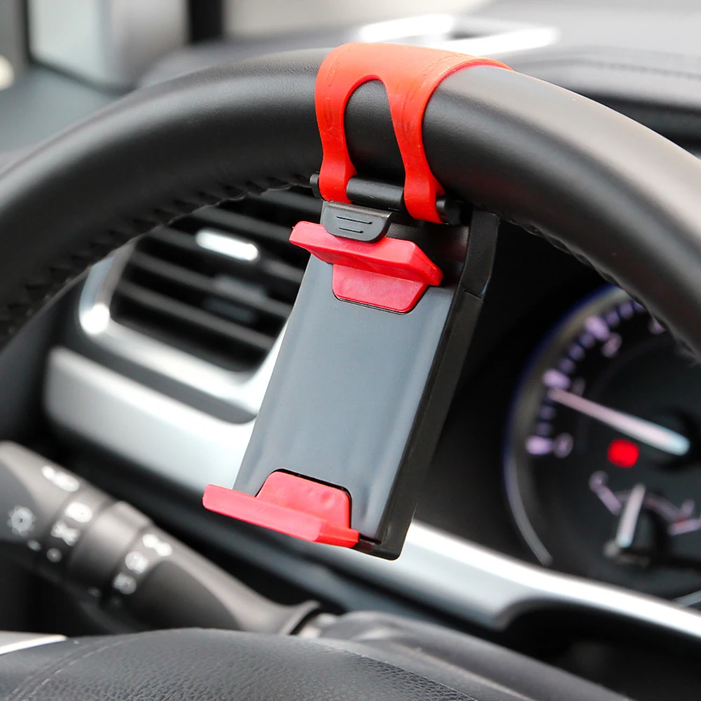 Car Steering Wheel Mobile Phone Holder, Universal Car GPS Mobile Phone Clip-on Holder Multifunctional Car Interior Accessories