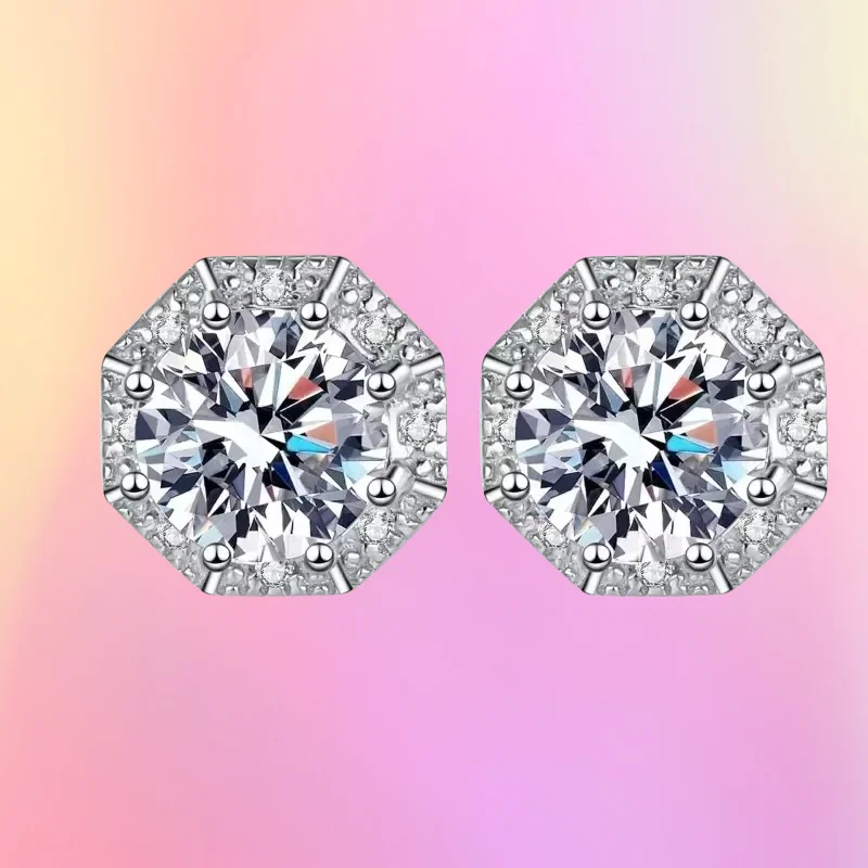 

Classic PT950 Platinum Ladys Each 1CT Real Moissanite Diamond Stud Earrings for Women Sparkly Jewelry for Family Birthday GiftVa