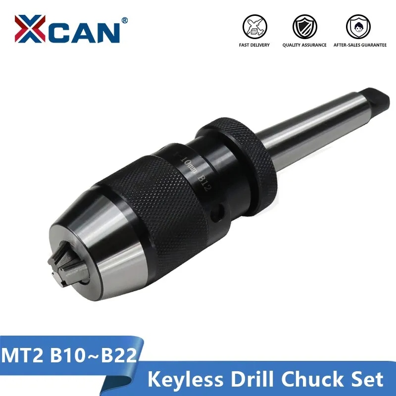 XCAN Keyless Drill Chuck B10 B12 B16 B18 B22 With MT2 Morse Tapper Shank CNC Drilling Machine Drill Chuck