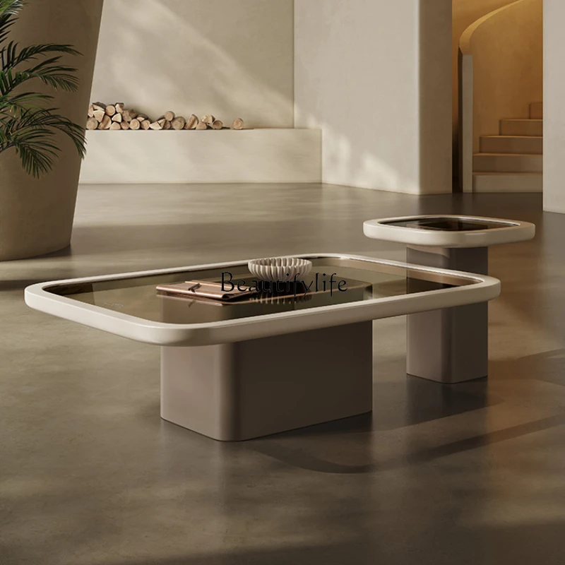 

Living Room Home Light Luxury Modern Simple Small Apartment Square Minimalist Glass Tea Table