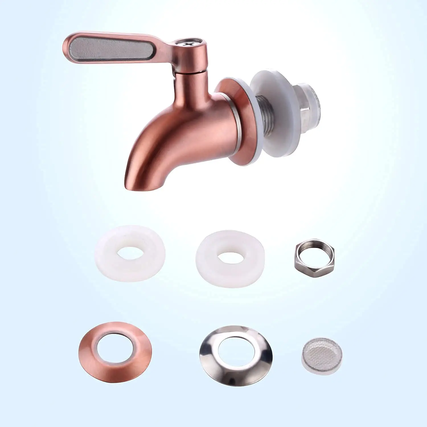 

Rose Gold Replacement Spigot No-Lead Beverage Dispenser Replacement Spigot with Anti-Clogging Cap Stainless Steel Faucet