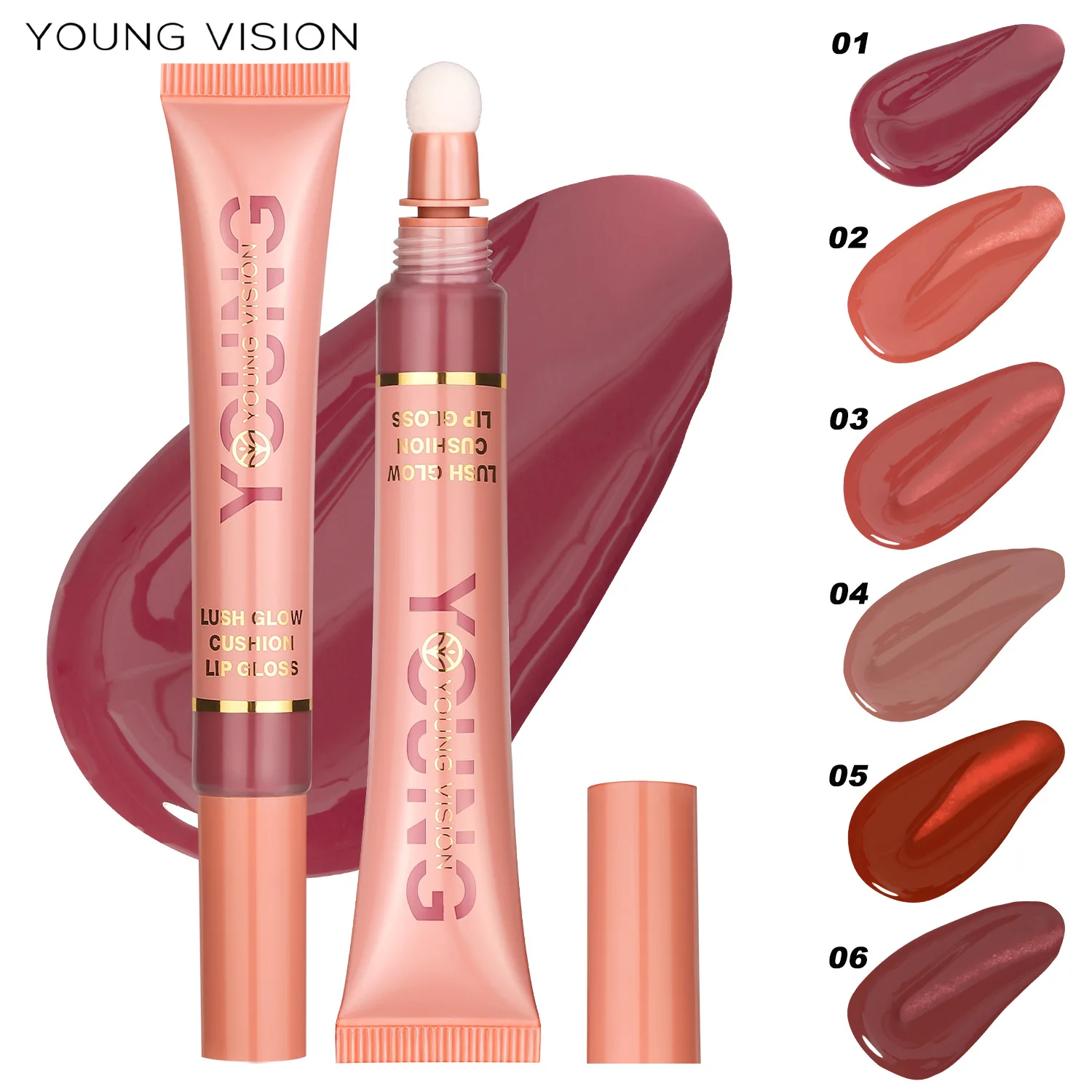 YOUNG VISION Liquid Glossy Lip Gloss, Plush Brush Head Squeeze Lip Gloss Lip Glaze Liquid Blush