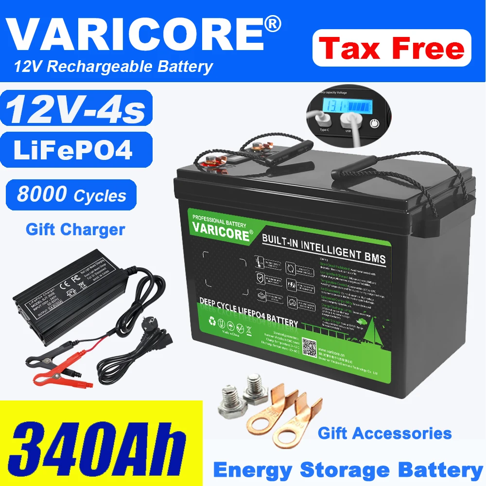 LiitoKala-batería LiFePO4 de 12,8 V, 310ah, 280ah, 120AH, 12V, baterías de fosfato de hierro y litio, ciclos de turismo para coche, cargador de 14,6