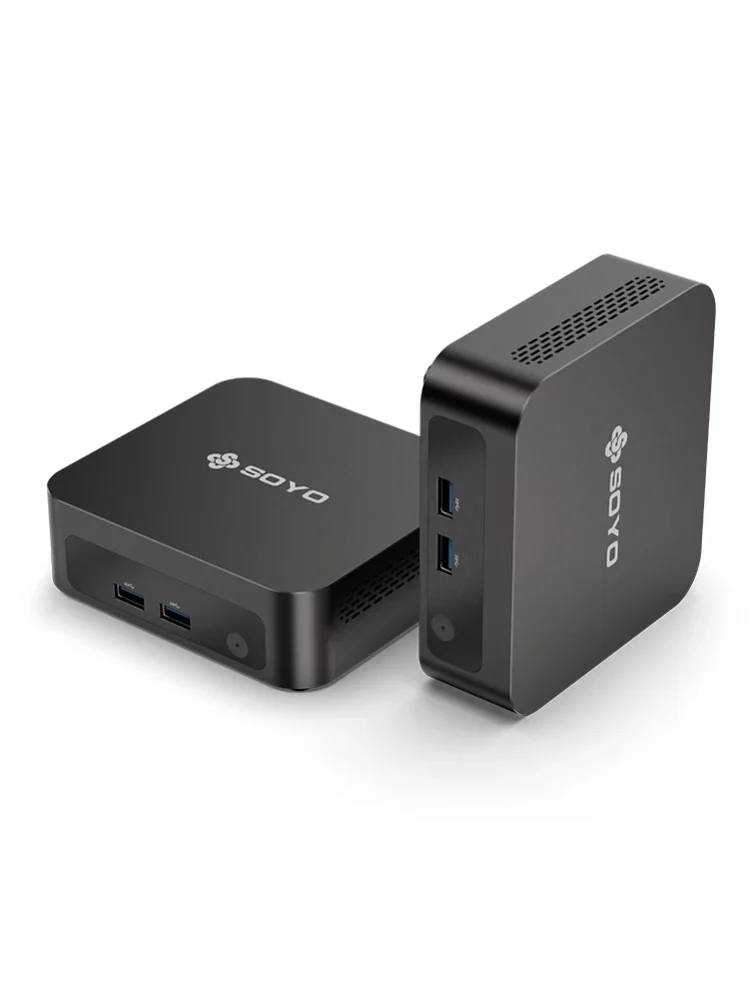 SOYO Y5 Plus Mini-PC mit Intel Core i7 Prozessor der 4. Generation, Windows 11 Pro, 8 GB RAM, 128 GB M.2 SSD, unterstützt zwei 4K-Displays über USB-C, ideal für Büro und Business.