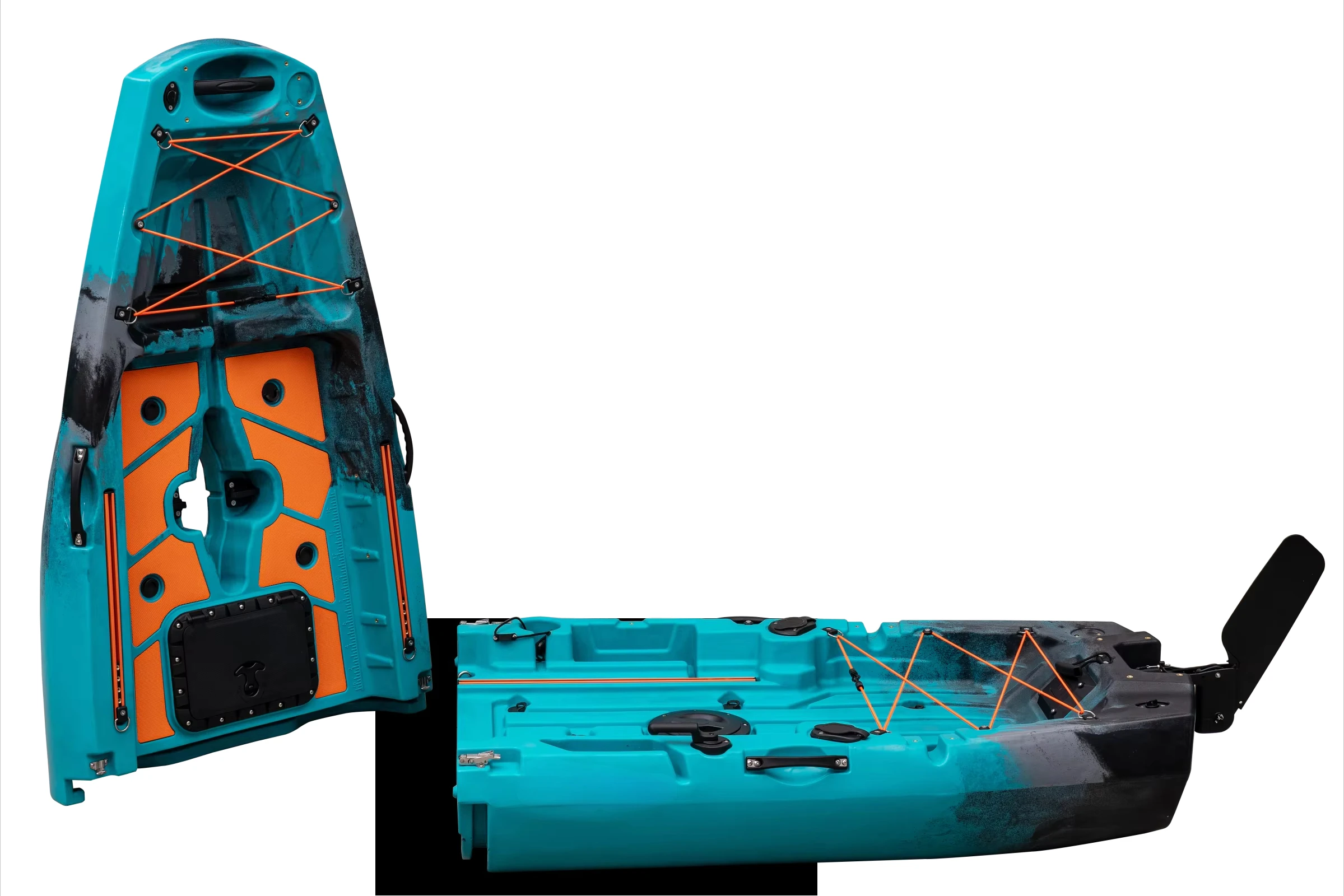 เรือคายัคพีวีซีแบบโมดูลาร์ 3 ที่นั่ง สำหรับ 2 คน กันน้ำ พร้อมใบพัดสำหรับตกปลา พายเรือ กีฬาทางน้ำ โต้คลื่น และล่องแก่ง