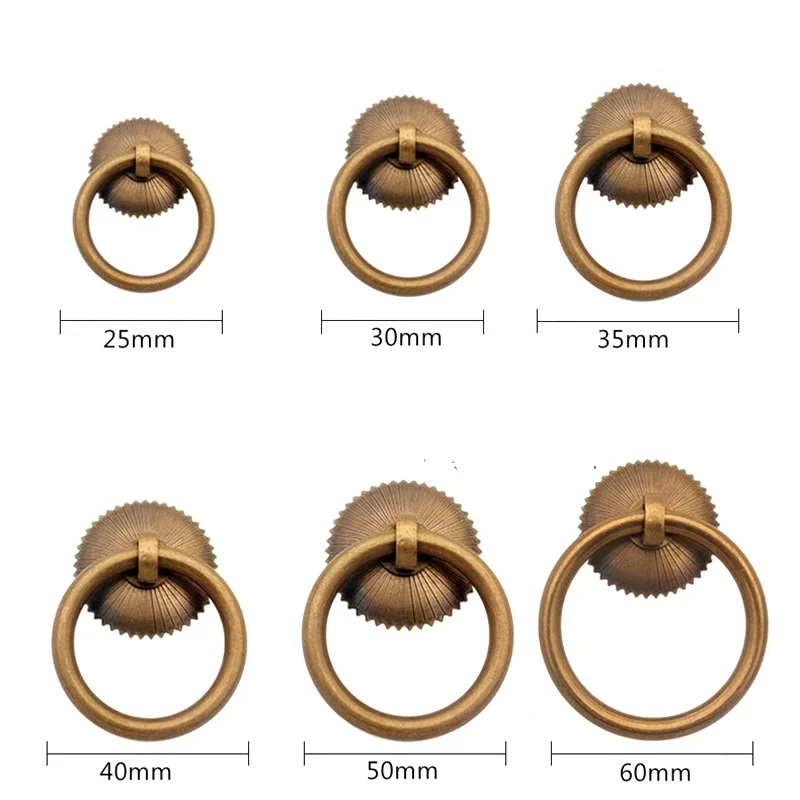 ヴィンテージ真鍮キャビネットリングノブ取手ゴールドキッチン引き出し食器棚ドアハンドル-1パック