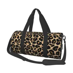 Leopard Print Gym Bag Traditional Colours Animal Portable Sports Bags Large Luggage Custom Handbag Retro Fitness Bag For Men