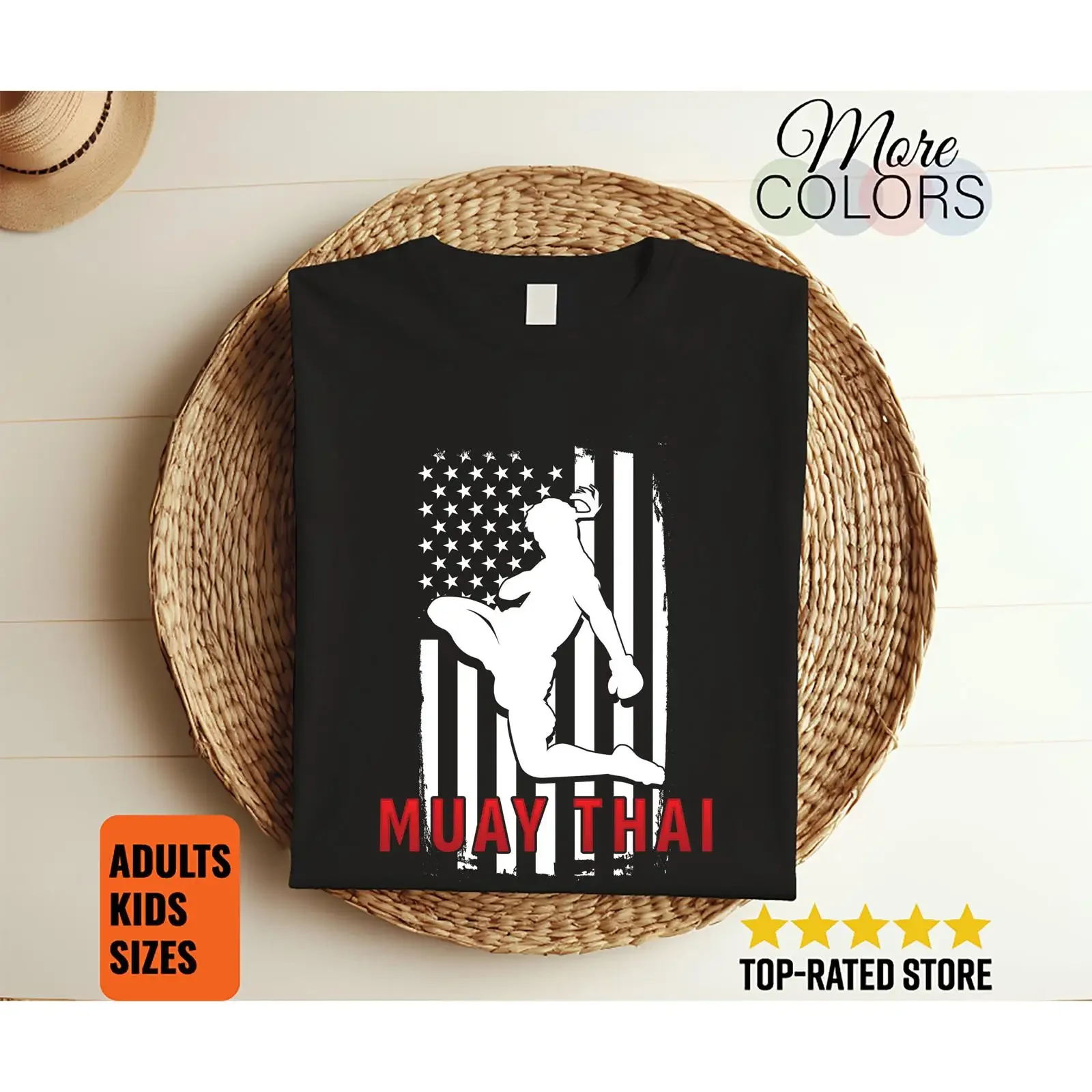 Muay Thai American Flag T Shirt Patriotic USA Martial Arts Kickboxing Gym Training Combat Sports Fighter  vintage Washed homme