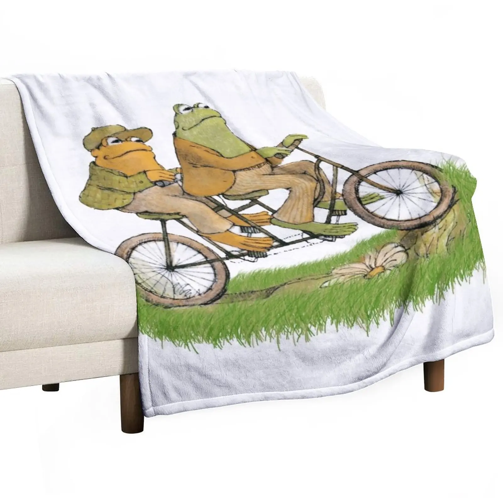 

frog and toad on the bike Throw Blanket sofa bed cosplay anime valentine gift ideas For Sofa