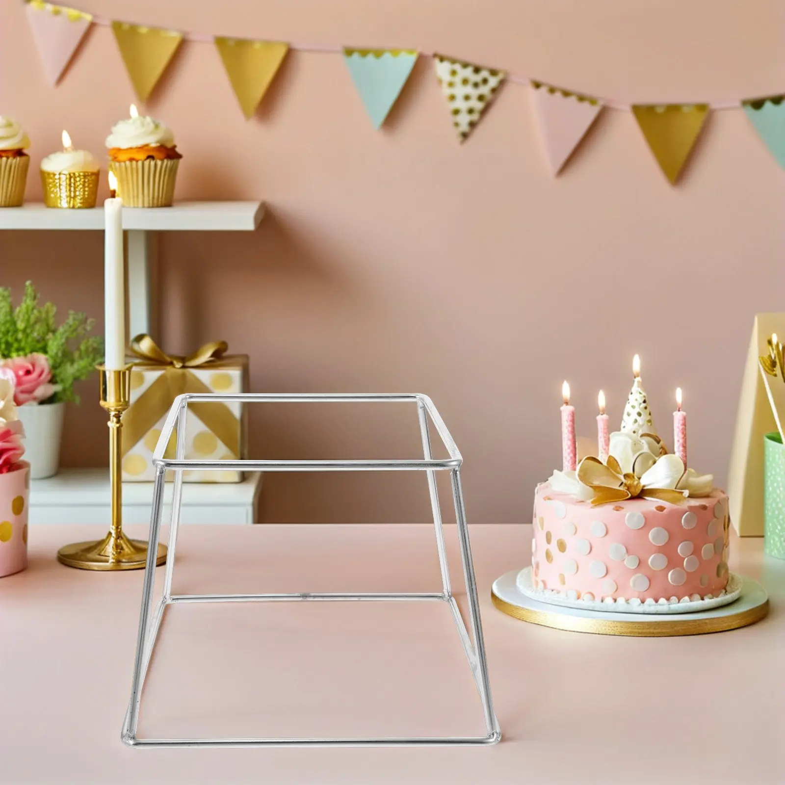 European Style Dual Layer Dessert Stand Elegant Serving Tray Riser for Pizza Pastries Cafe Bakery Metal Food Display Rack