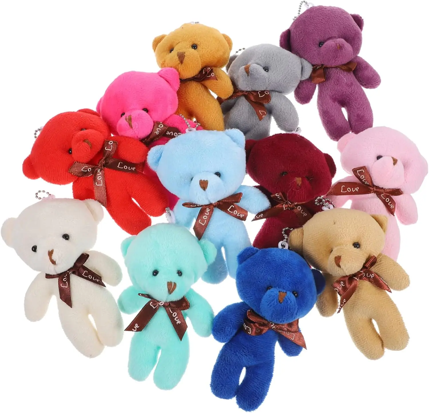 10/20 pçs mini urso de pelúcia boneca 12cm brinquedo de pelúcia mini urso boneca brinquedo para menina saco pingente chaveiro crianças partygifts