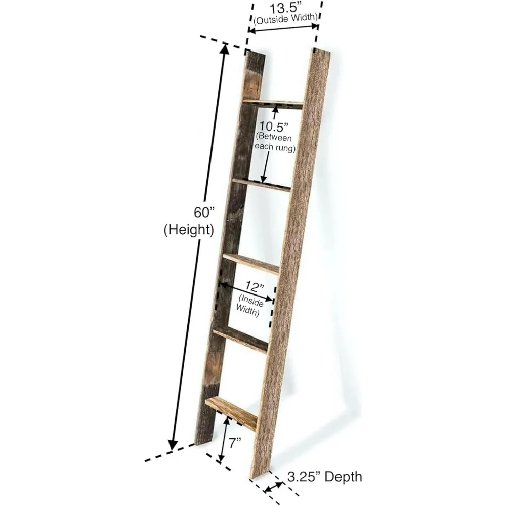Tangga Rak Buku Kayu Reklamasi BarnwoodUSA (5 Kaki, Pirus)