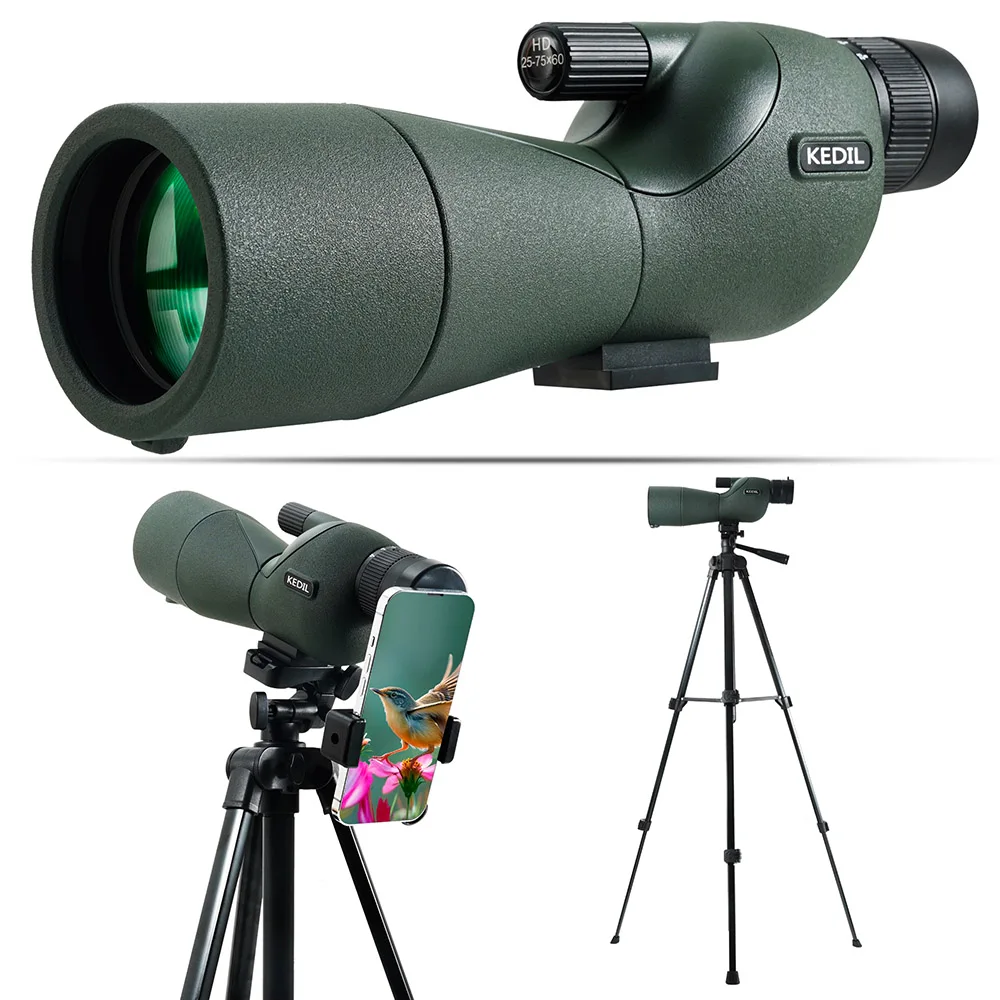 

25-75X60 Spotting Scope for Target Shooting Hunting Bird Watching Professional Zoom Powerful Long Range Monocular Telescope BAK4