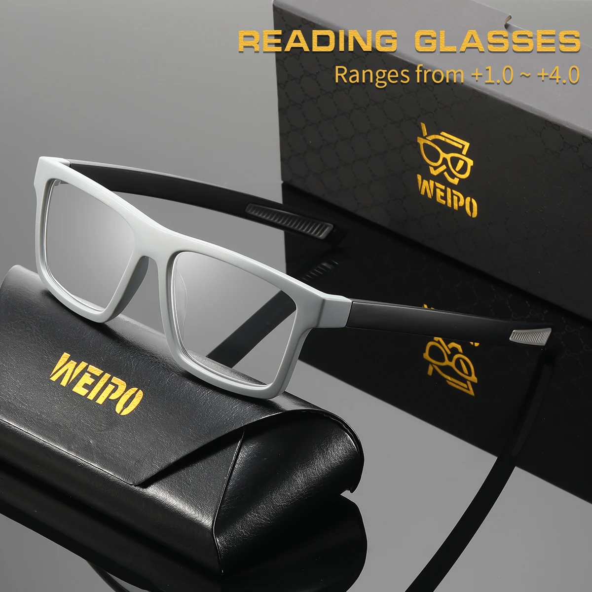 Fashion Contrasting Color Box Reading Glasses +1.0 to +4.0 Degrees, lightweight Frame, Suitable for Reading/Mobile Use