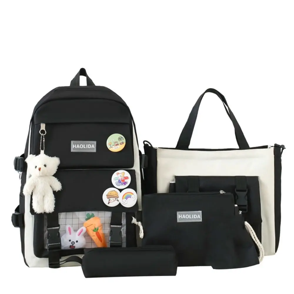 

Повседневные нейлоновые сумки большой вместимости, холщовый простой рюкзак со значком, школьный рюкзак для поездок на работу, школьная сумка в корейском стиле для детей