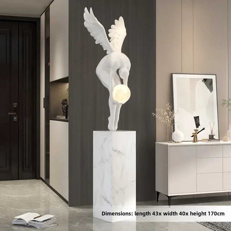 Modern light luxury art figure floor lamp ornament living room entrance abstract crafts hotel lobby angel sculpture