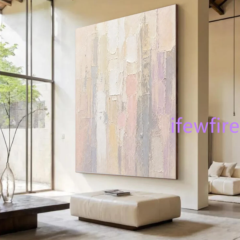 100% Handmade Abstract Oil Painting on Canvas Mural Light colored warm atmosphere Wall Art Picture for Living Room Decor Image